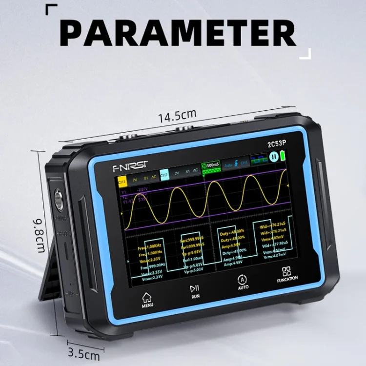 FNIRSI 2C53P Dual Channel Flat Panel Digital Oscilloscope Multimeter Signal Generator 3 In 1(Black) - Image 15