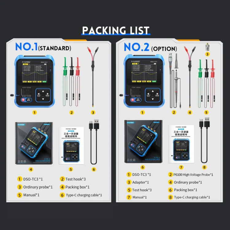 FNIRSI 3 In 1 Handheld Digital Oscilloscope LCR Transistor Tester, Specification: Standard - Image 10