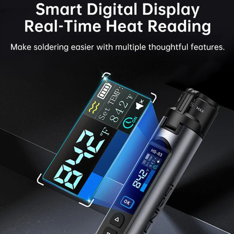 FNIRSI HS-03 0.96 Inch Screen Wireless Constant Temperature Electric Soldering Iron Mini Repair Soldering Iron Tool Kit - Image 2