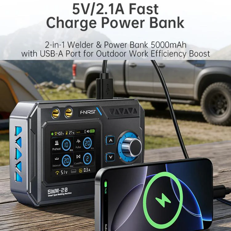 FNIRSI SWM-20 2.4 Inch Color Screen Handheld Dual Pulse Spot Welder With Welding Pen - Image 5