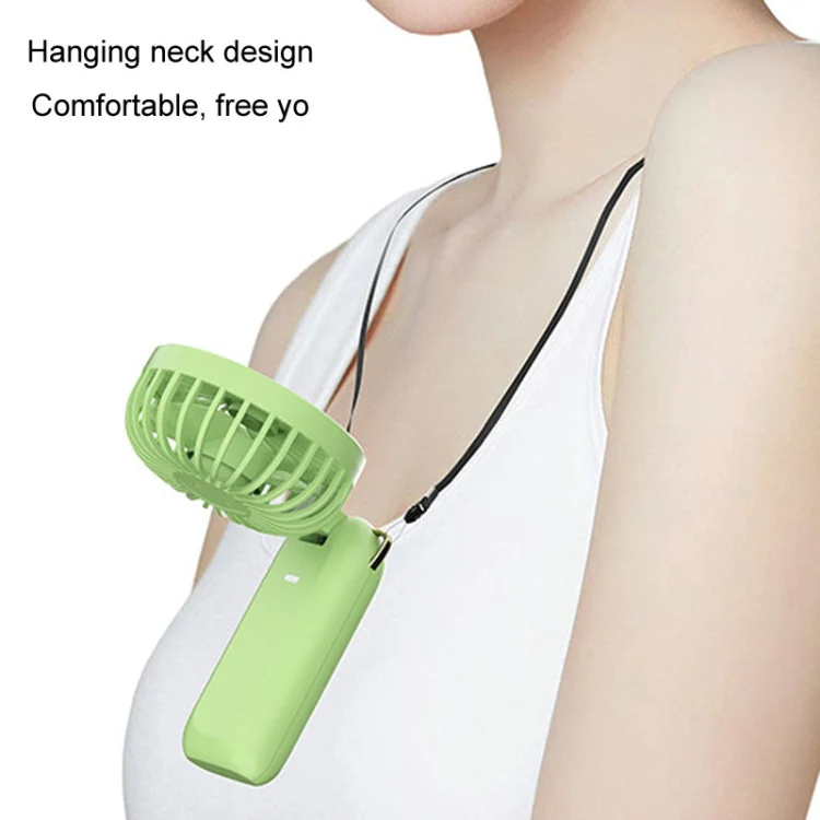 Foldable Digital Display USB Charging Fan Handheld Mute Hanging Neck Outdoor Small Fan(Green) - Image 11