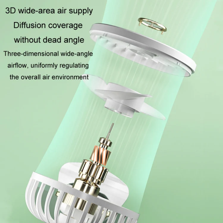 Foldable Digital Display USB Charging Fan Handheld Mute Hanging Neck Outdoor Small Fan(Green) - Image 4