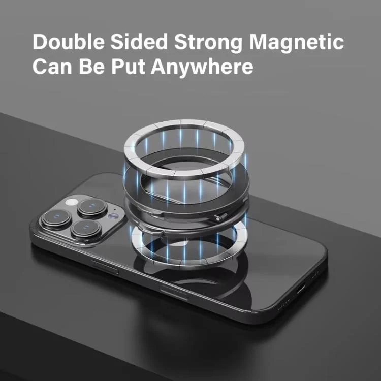Foldable Double-sided Magnetic Phone Holder Gym Car Universal Stand, Spec: Mirror Type Black - Image 5