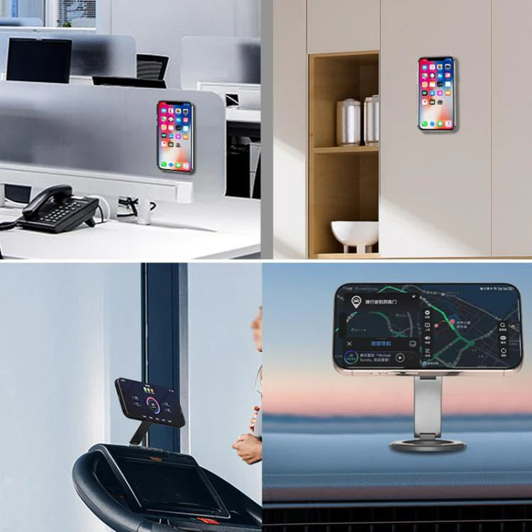Foldable Double-sided Magnetic Phone Holder Gym Car Universal Stand, Spec: Mirror Type Black - Image 8