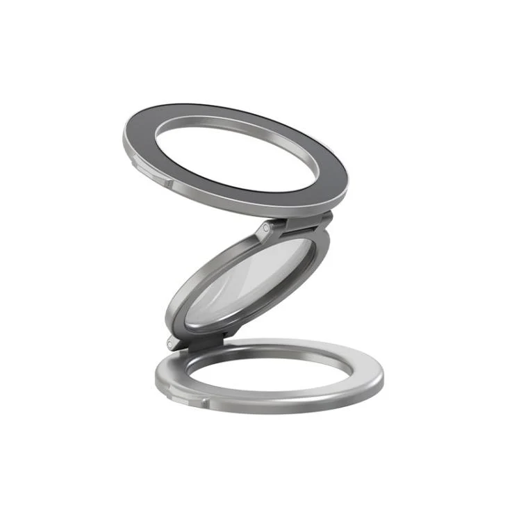 Foldable Double-sided Magnetic Phone Holder Gym Car Universal Stand, Spec: Mirror Type Silver