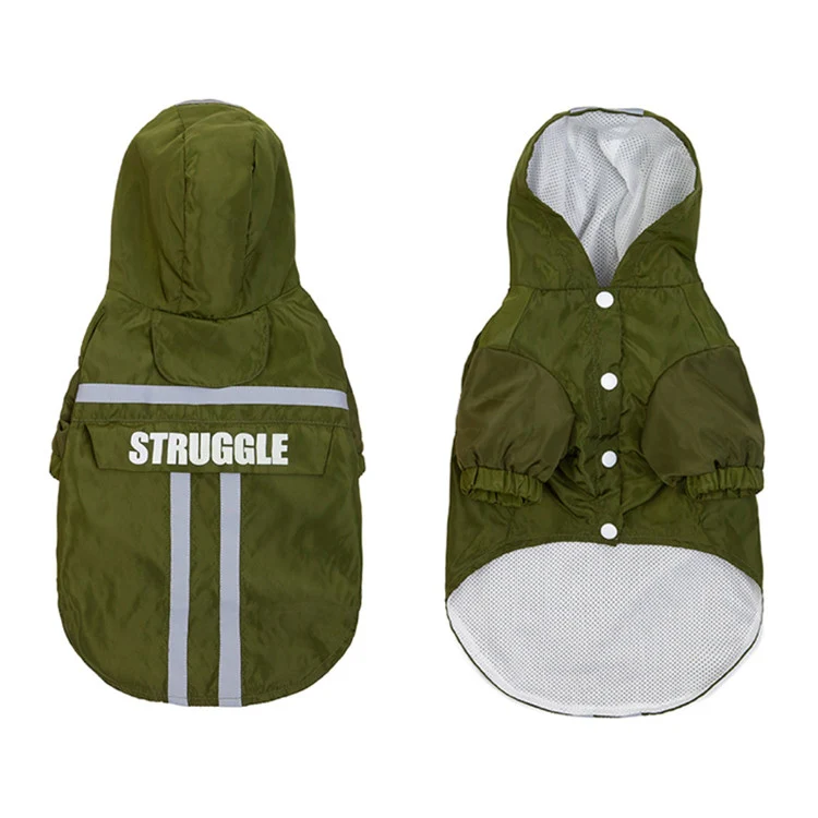 Foldable Reflective Stripe Hooded Pet Raincoat Dog Waterproof Clothing, Size:L(Dark Green) - Image 2