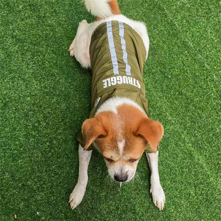 Foldable Reflective Stripe Hooded Pet Raincoat Dog Waterproof Clothing, Size:L(Dark Green) - Image 3