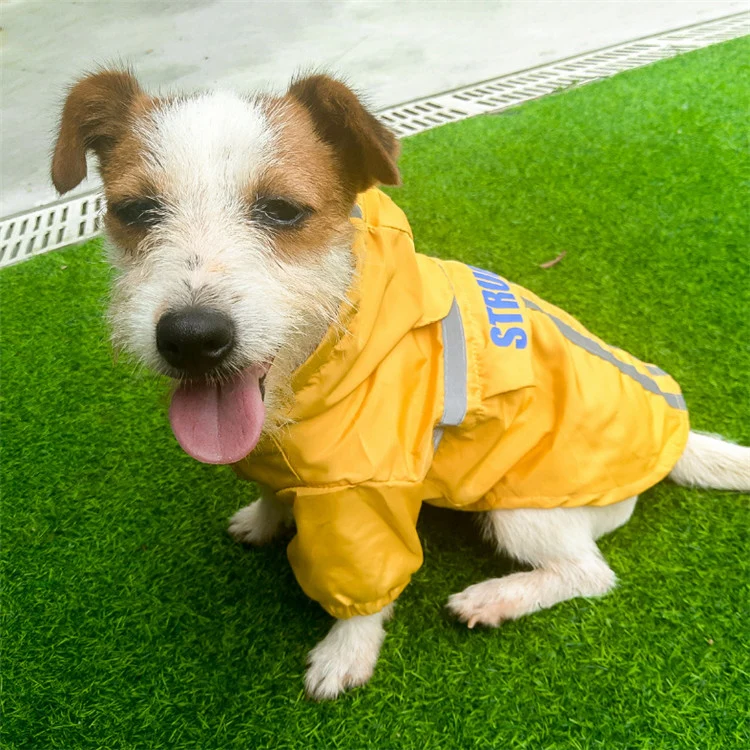 Foldable Reflective Stripe Hooded Pet Raincoat Dog Waterproof Clothing, Size:L(Fluorescent Yellow) - Image 3
