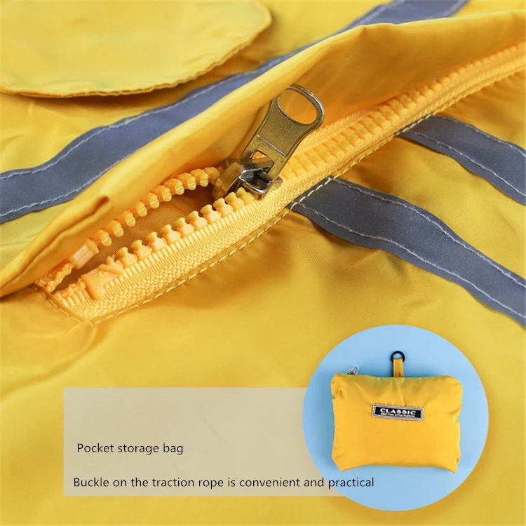 Foldable Reflective Stripe Hooded Pet Raincoat Dog Waterproof Clothing, Size:L(Fluorescent Yellow) - Image 5