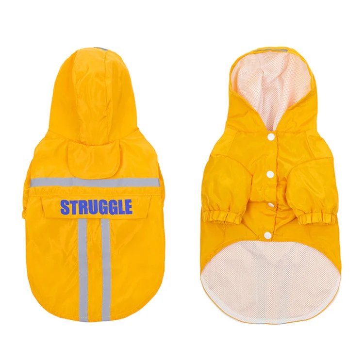 Foldable Reflective Stripe Hooded Pet Raincoat Dog Waterproof Clothing, Size:XL(Fluorescent Yellow) - Image 2