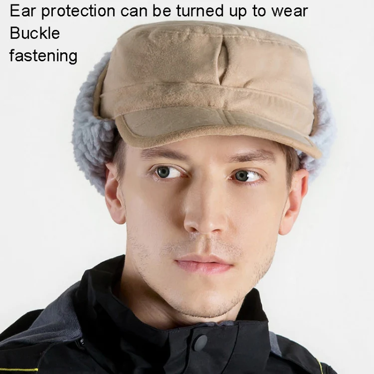 Foldable Warm Lamb Down Thickened Windproof Duck Tongue Hat, Style: Men (Dark Gray) - Image 8