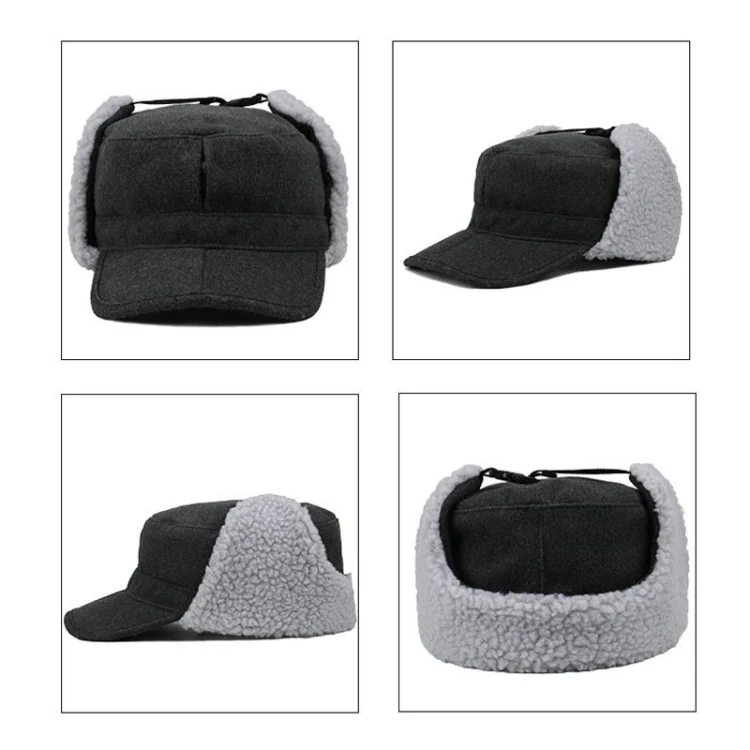 Foldable Warm Lamb Down Thickened Windproof Duck Tongue Hat, Style: Men (Royal Blue) - Image 4