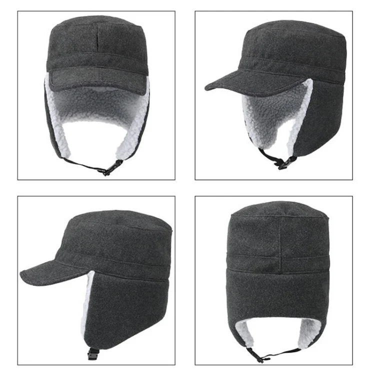 Foldable Warm Lamb Down Thickened Windproof Duck Tongue Hat, Style: Women (Khaki) - Image 3