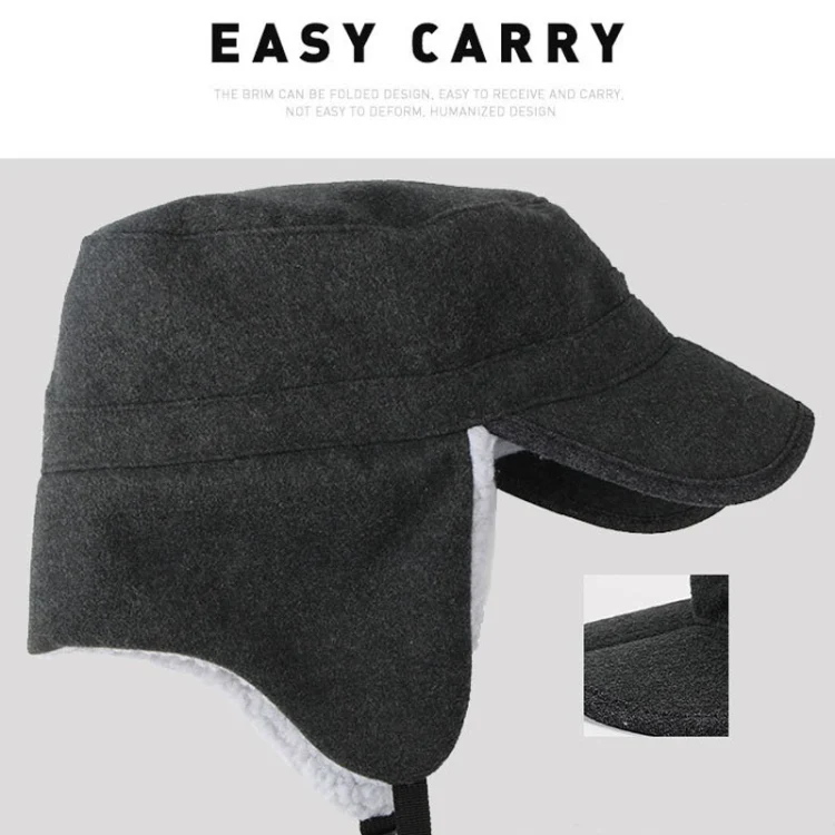 Foldable Warm Lamb Down Thickened Windproof Duck Tongue Hat, Style: Women (Light Grey) - Image 5