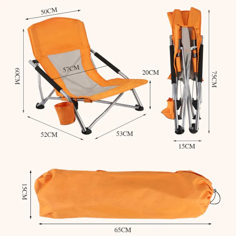 Folding Beach Chair Picnic Camping Lawn Lounge Seat With Breathable Mesh Back and Cup Holder(Blue) - Image 9