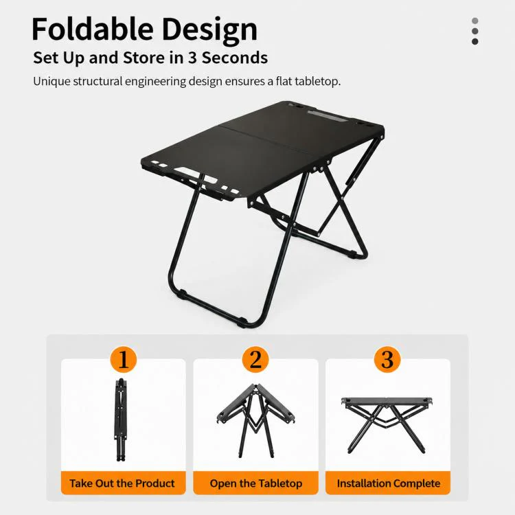 Folding Camping Table Carbon Steel Portable Outdoor Picnic Desk, Spec: Single Table - Image 4