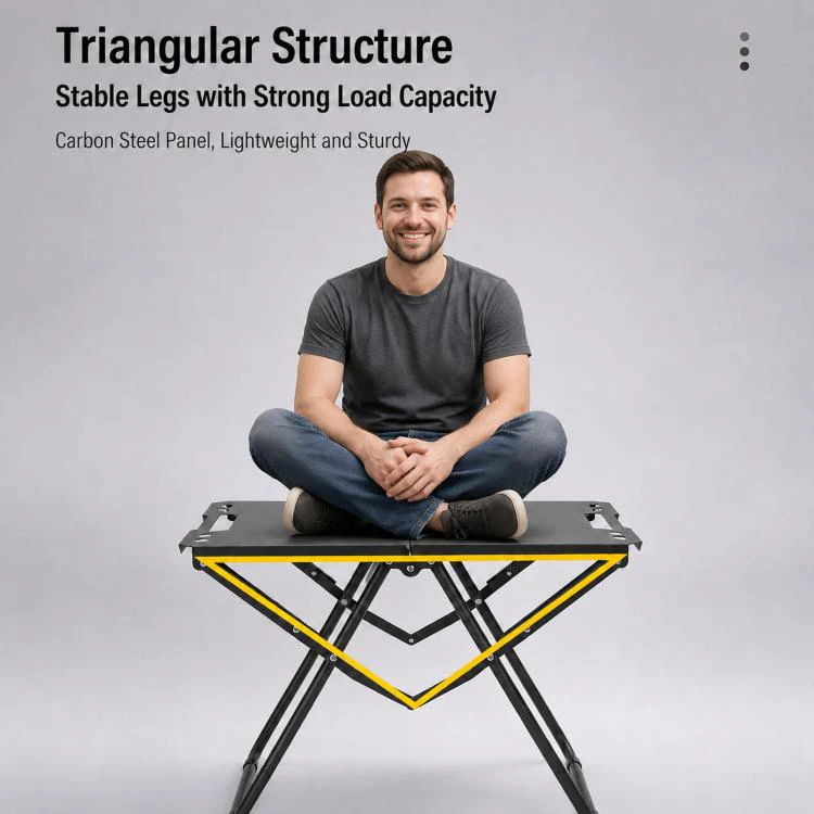 Folding Camping Table Carbon Steel Portable Outdoor Picnic Desk, Spec: With Light Stand - Image 3