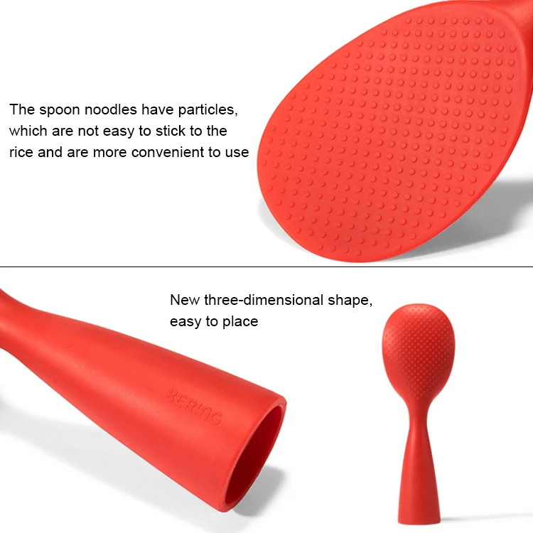 Food Grade Silicone High Temperature Resistant Rice Spoon(Red) - Image 4