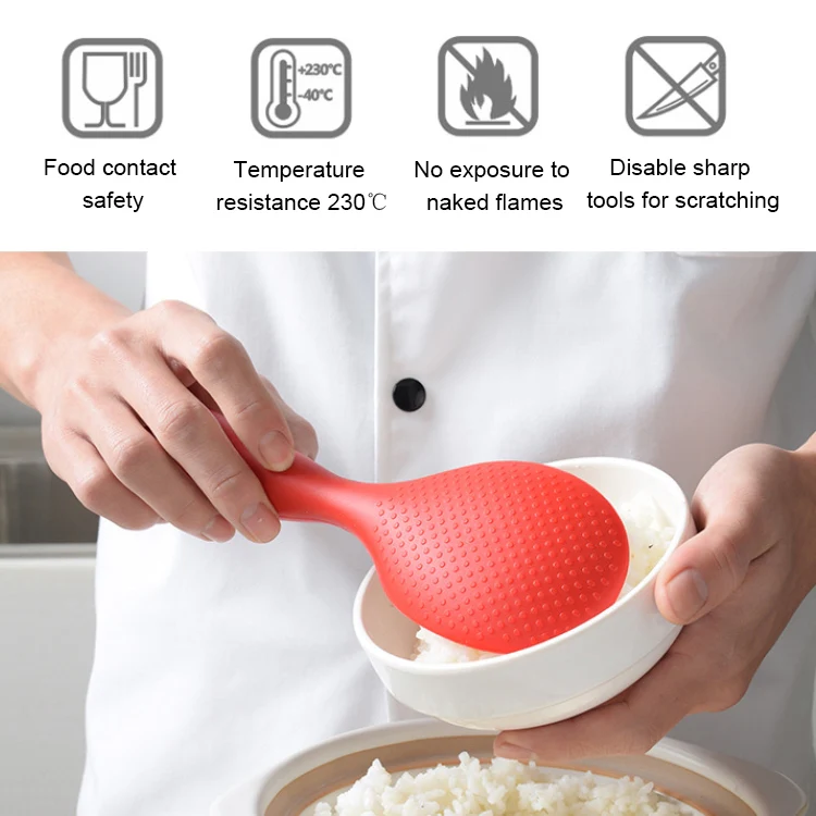 Food Grade Silicone High Temperature Resistant Rice Spoon(Red) - Image 5
