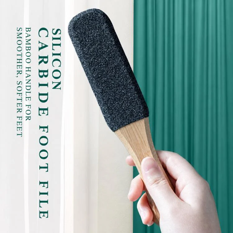 Foot File Callus Remover For Feet  5-Sided Silicon Carbide Pumice Stone With Ergonomic Bamboo Handle(Black) - Image 4