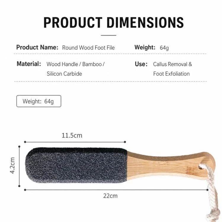 Foot File Callus Remover For Feet  5-Sided Silicon Carbide Pumice Stone With Ergonomic Bamboo Handle(Black) - Image 6