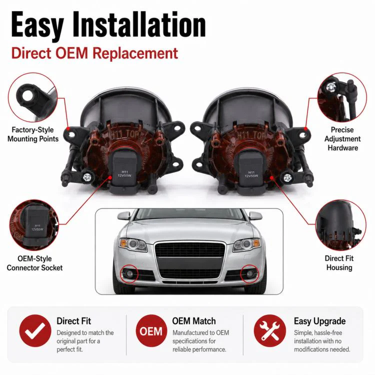 For 2000-2005 Audi A4 / RS4 Fog Lights 8E0941700 / 8E0941699(Left) - Image 3