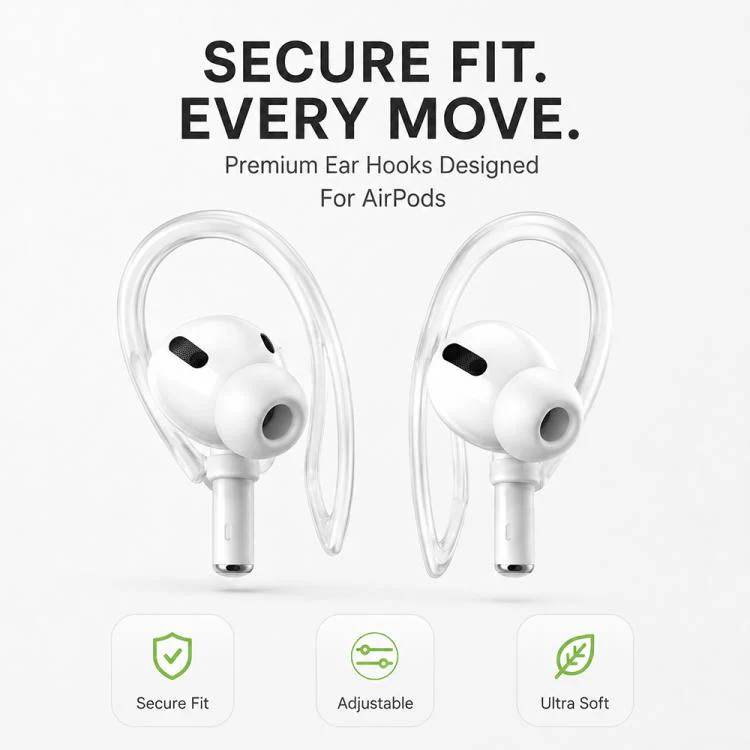 For AirPods 3/2/1 & Pro 3/2/1 XDcase 3 Pairs Soft Rubber Anti-slip Sports Ear Hooks(Black) - Image 4