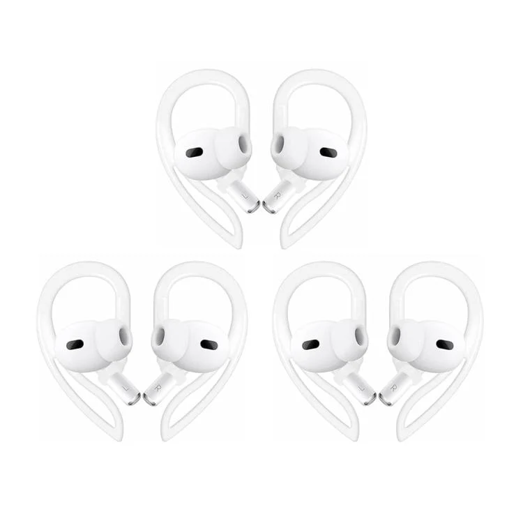 For AirPods 3/2/1 & Pro 3/2/1 XDcase 3 Pairs Soft Rubber Anti-slip Sports Ear Hooks(White)