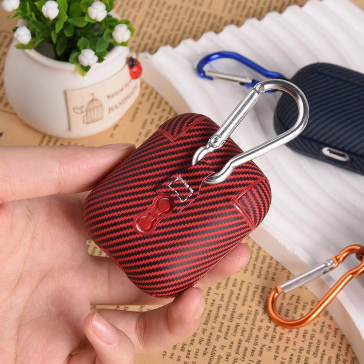 For AirPods 3 Carbon Fibre Texture PU Earbuds Box PC Case with Hook(Blue) - Image 7