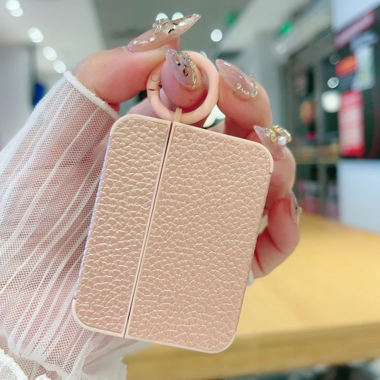 For AirPods 3 Litchi Texture Leather Sticker Earphones Protective Case(Apricot) - Image 5