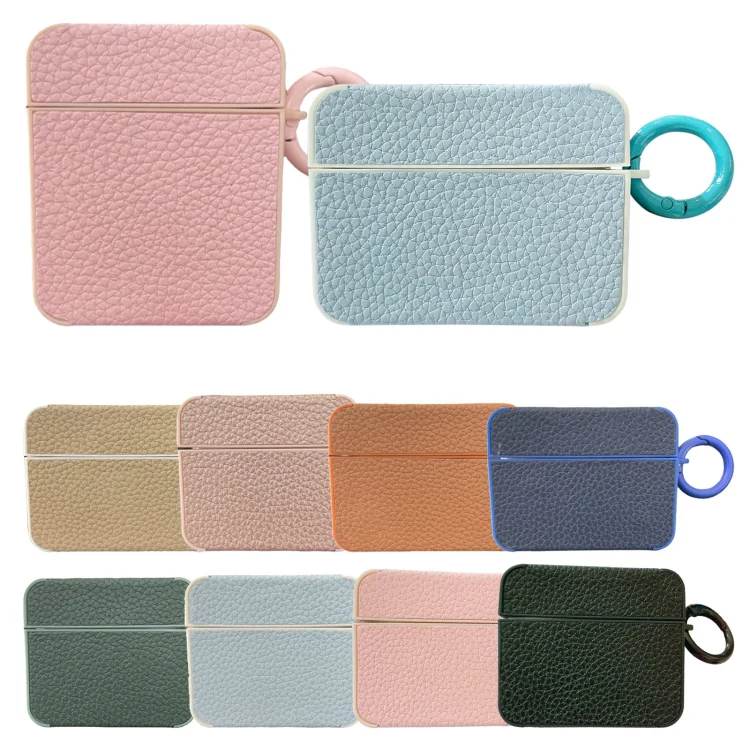 For AirPods 3 Litchi Texture Leather Sticker Earphones Protective Case(Apricot) - Image 7