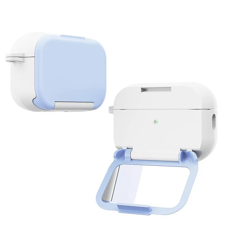 For AirPods 3 Mirror Stand Silicone Earphones Protective Case(Blue) - Image 2