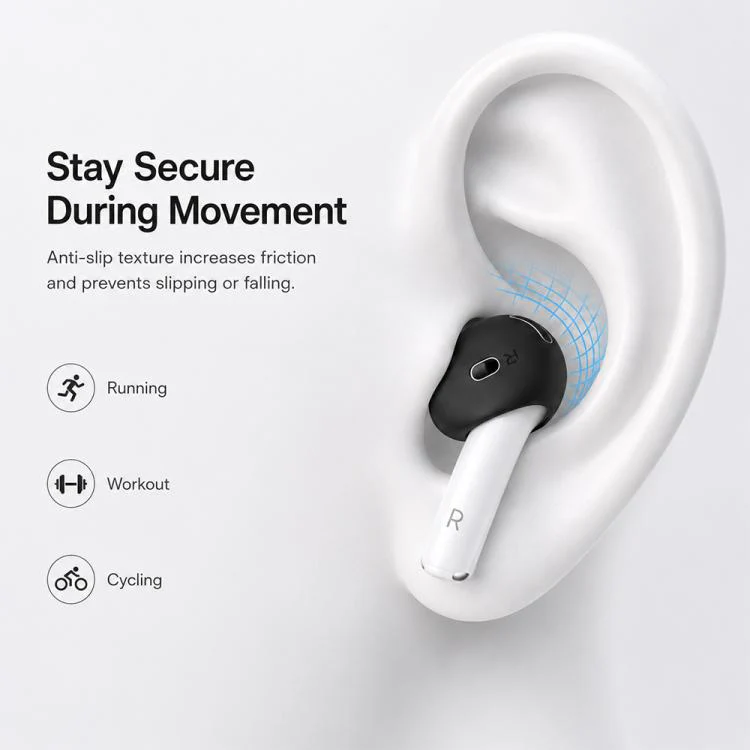 For AirPods 4 XDcase 6 Pairs Silicone Anti-slip Sports Ear Covers Kit, Cleaning Brush Color Random(White) - Image 3