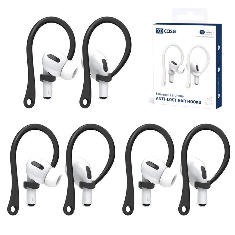 For AirPods / Galaxy Buds XDcase 3 Pairs Soft Rubber Anti-slip Sports Ear Hooks(Black)