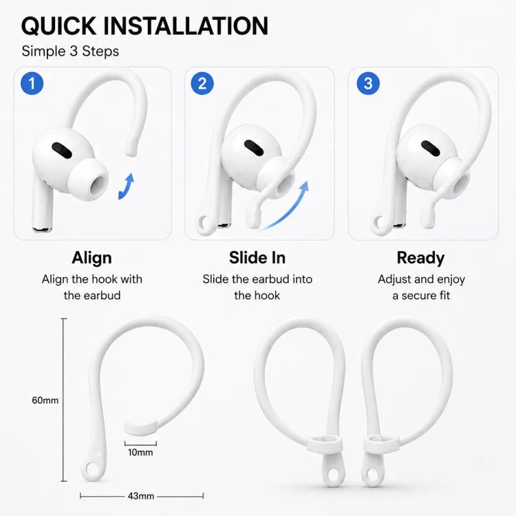 For AirPods / Galaxy Buds XDcase 3 Pairs Soft Rubber Anti-slip Sports Ear Hooks(Black) - Image 7