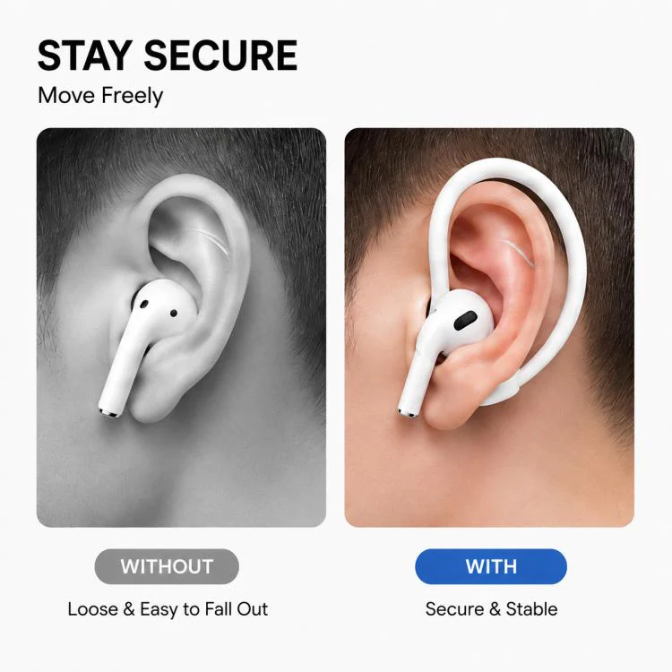 For AirPods / Galaxy Buds XDcase 3 Pairs Soft Rubber Anti-slip Sports Ear Hooks(White) - Image 6