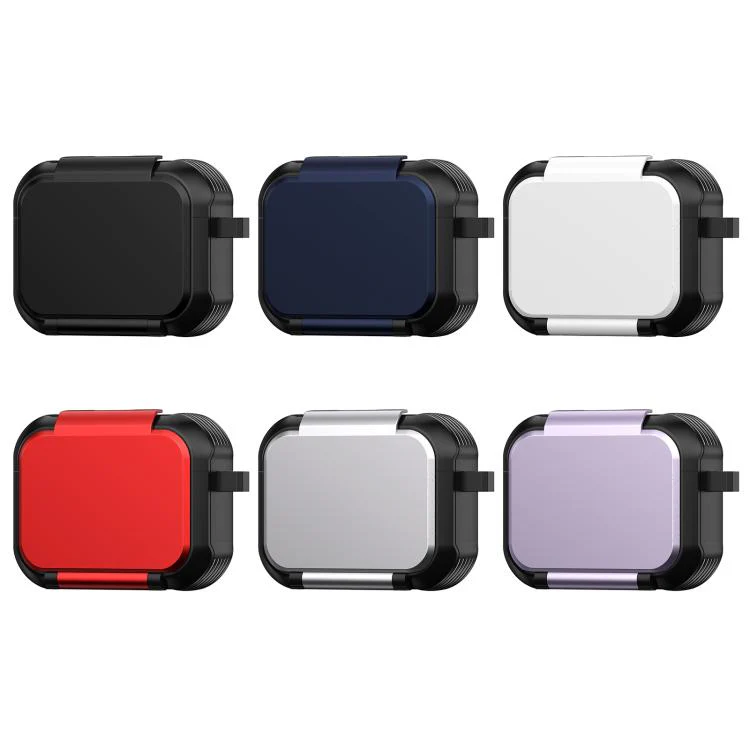 For AirPods Pro 2 Foldable Stand Shockproof Earphone Protective Case with Mirror(Black) - Image 2