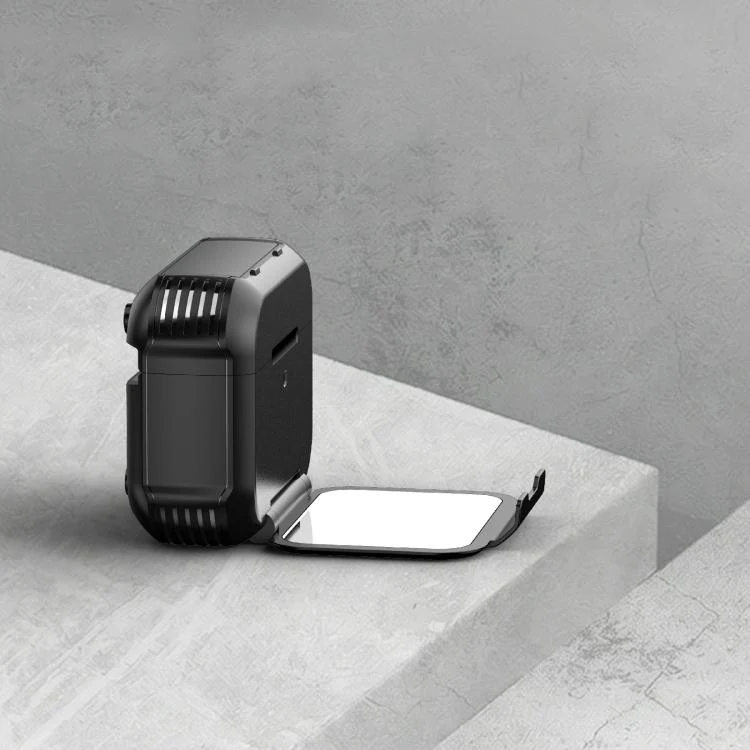 For AirPods Pro 2 Foldable Stand Shockproof Earphone Protective Case with Mirror(Black) - Image 9