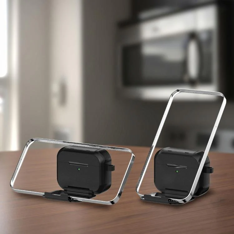 For AirPods Pro 2 Foldable Stand Shockproof Earphone Protective Case with Mirror(Silver) - Image 6