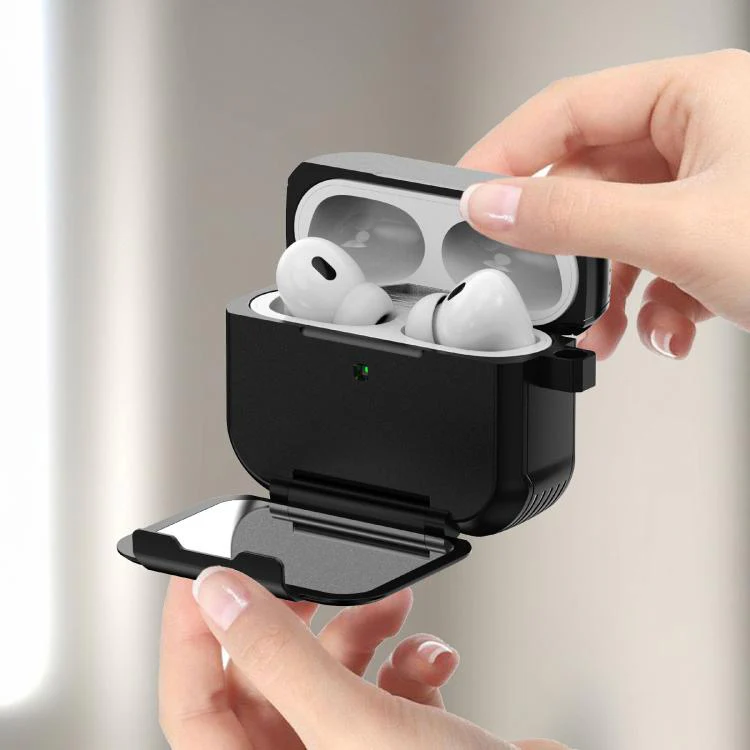 For AirPods Pro 2 Foldable Stand Shockproof Earphone Protective Case with Mirror(Silver) - Image 7