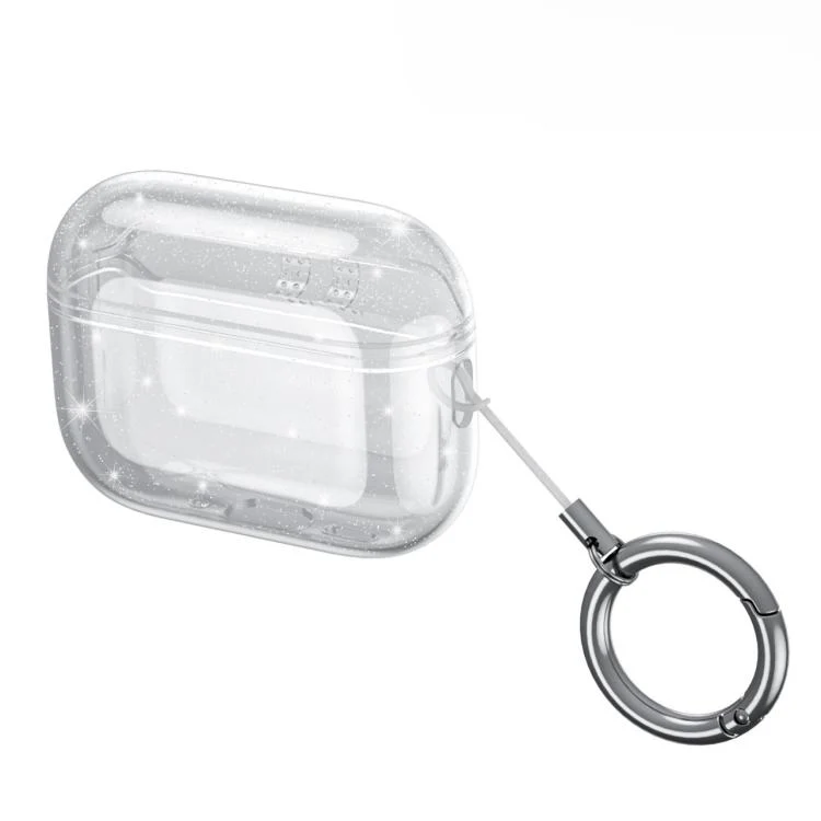 For Airpods Pro 2 Integrated High Transparency Full Coverage TPU Protective Earbuds Case(Glitter Transparent)