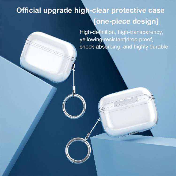 For Airpods Pro 2 Integrated High Transparency Full Coverage TPU Protective Earbuds Case(Glitter Transparent) - Image 5