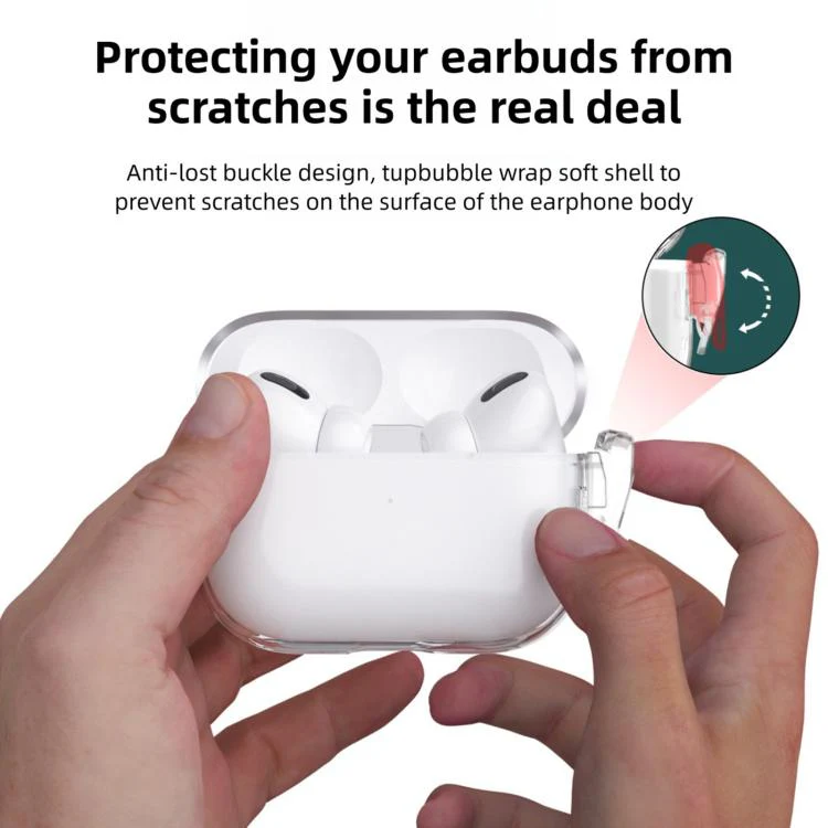 For Airpods Pro 2 Snap-on Shockproof Switch Soft Case Protective Cover(Transparent Black) - Image 5