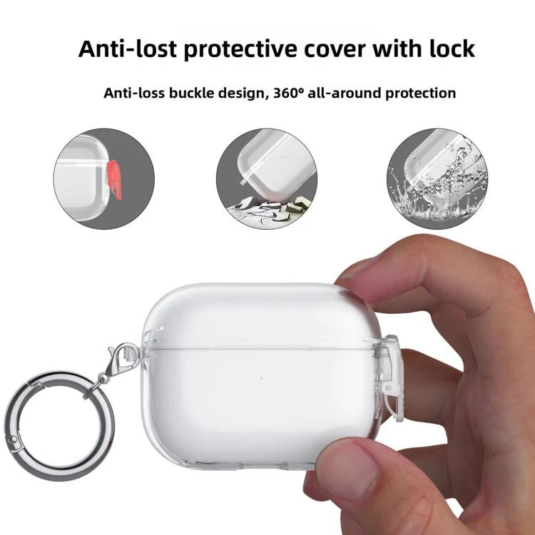 For Airpods Pro 2 Snap-on Shockproof Switch Soft Case Protective Cover(Transparent Pink) - Image 4