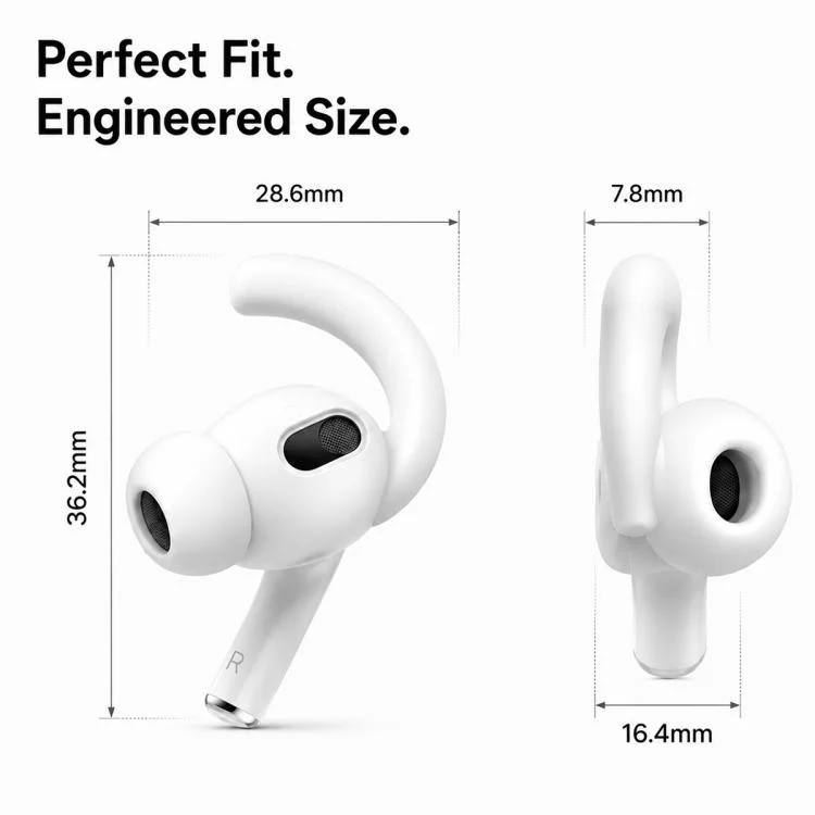 For AirPods Pro 3 XDcase 6 Pairs Silicone Anti-slip Sports Ear Covers with Storage Case & Carabiner(Black White Transparent) - Image 2