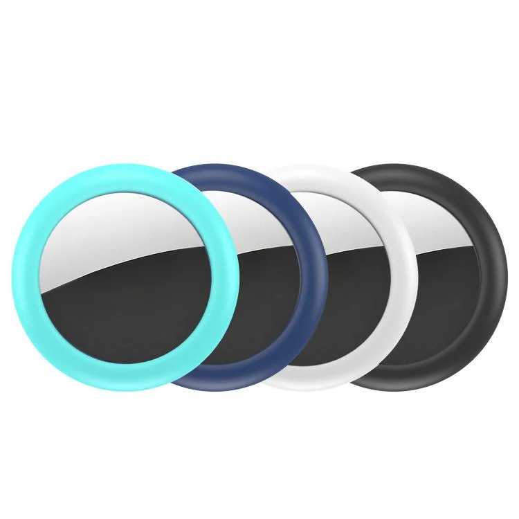 For AirTag 2nd Gen / 1st Gen XDcase 4pcs Silicone Waterproof Protective Case with Pin(Black White Blue Green)