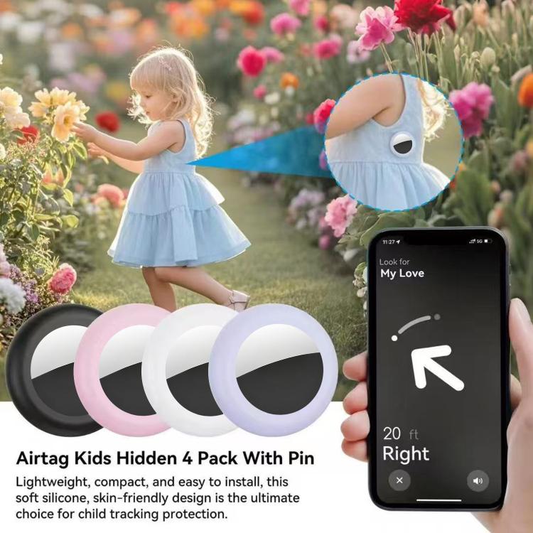 For AirTag 2nd Gen / 1st Gen XDcase 4pcs Silicone Waterproof Protective Case with Pin(Red Pink Purple Transparent) - Image 4