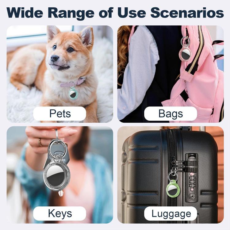 For AirTag 2nd Gen / 1st Gen XDcase 4pcs Translucent Hard PC Protective Case with Key Ring(Transparent Black Green Blue) - Image 7