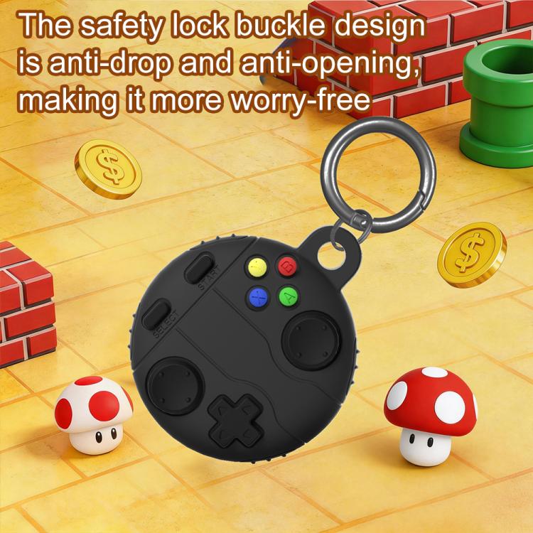 For AirTag 2nd Gen / 1st Gen XDcase Game Console Style Silicone Protective Case with Key Ring(Black) - Image 3