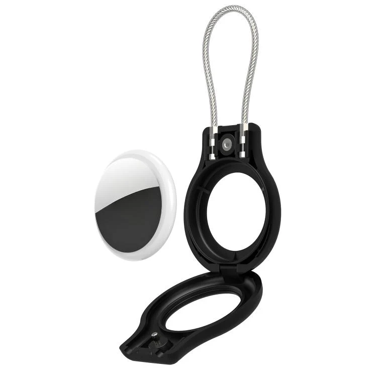 For AirTag 2nd Gen / 1st Gen XDcase Hollow PC Protective Case with Security Lock & Metal Strap(Black) - Image 3